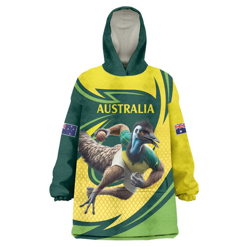 Australian Emu Cricket Custom Wearable Blanket Hoodie Aussie National Color