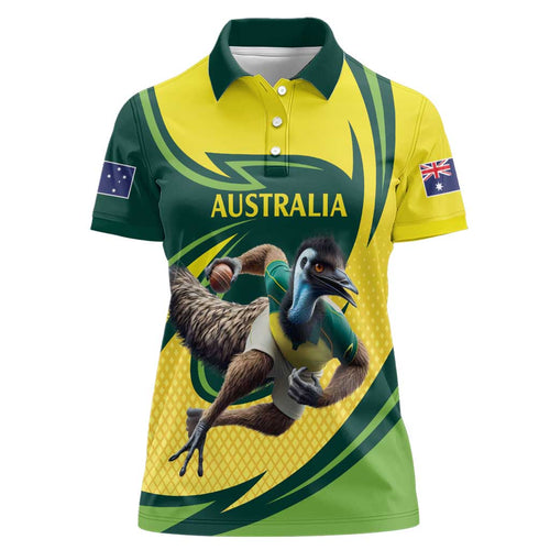 Australian Emu Cricket Custom Women Polo Shirt Aussie National Color