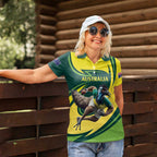 Australian Emu Cricket Custom Women Polo Shirt Aussie National Color