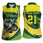 Australian Emu Cricket Custom Women Sleeveless Polo Shirt Aussie National Color