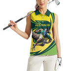 Australian Emu Cricket Custom Women Sleeveless Polo Shirt Aussie National Color