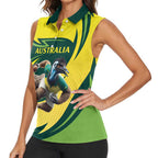 Australian Emu Cricket Custom Women Sleeveless Polo Shirt Aussie National Color