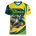 Australian Emu Cricket Custom Women V-Neck T-Shirt Aussie National Color