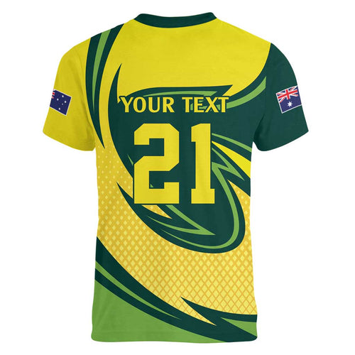 Australian Emu Cricket Custom Women V-Neck T-Shirt Aussie National Color