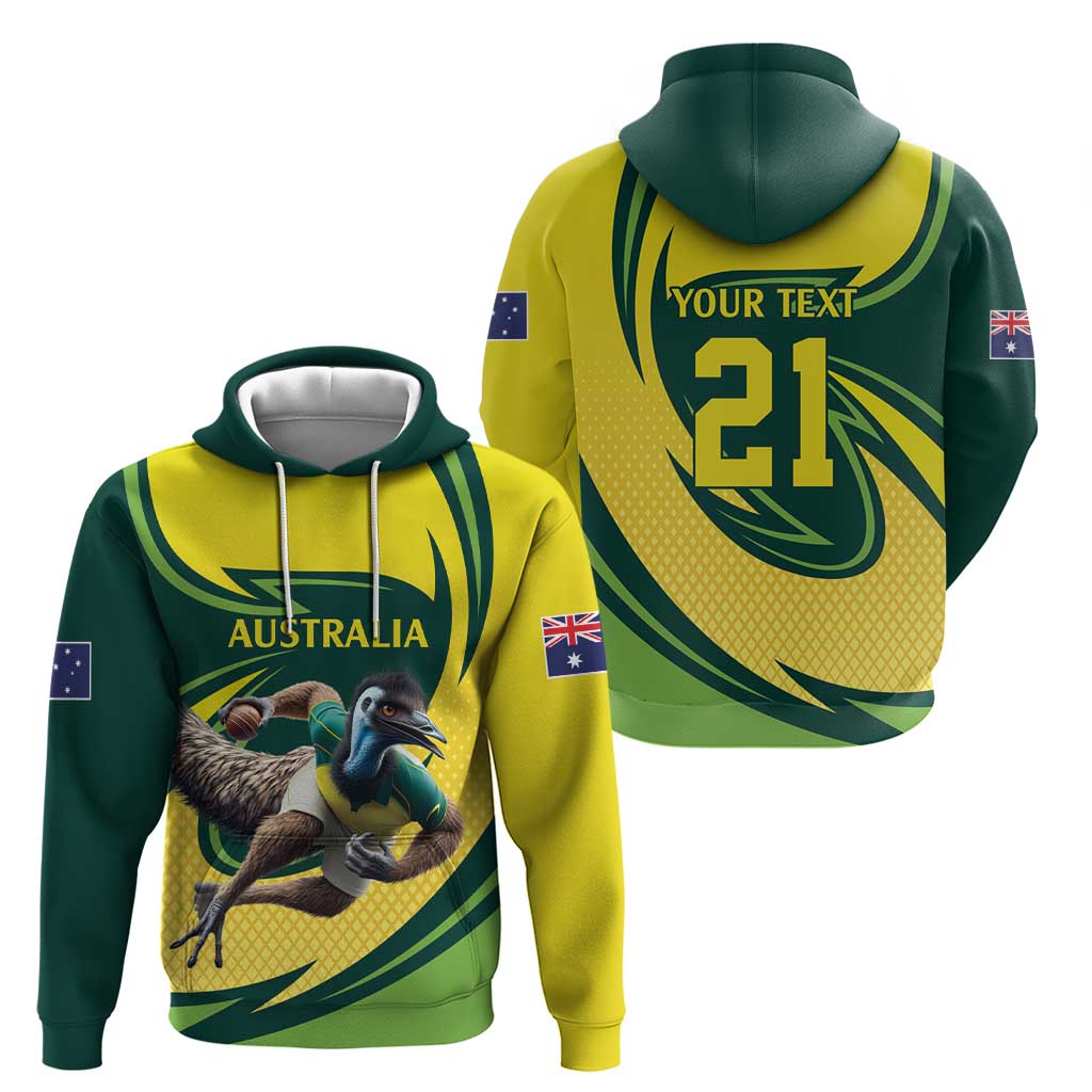 Australian Emu Cricket Custom Zip Hoodie Aussie National Color