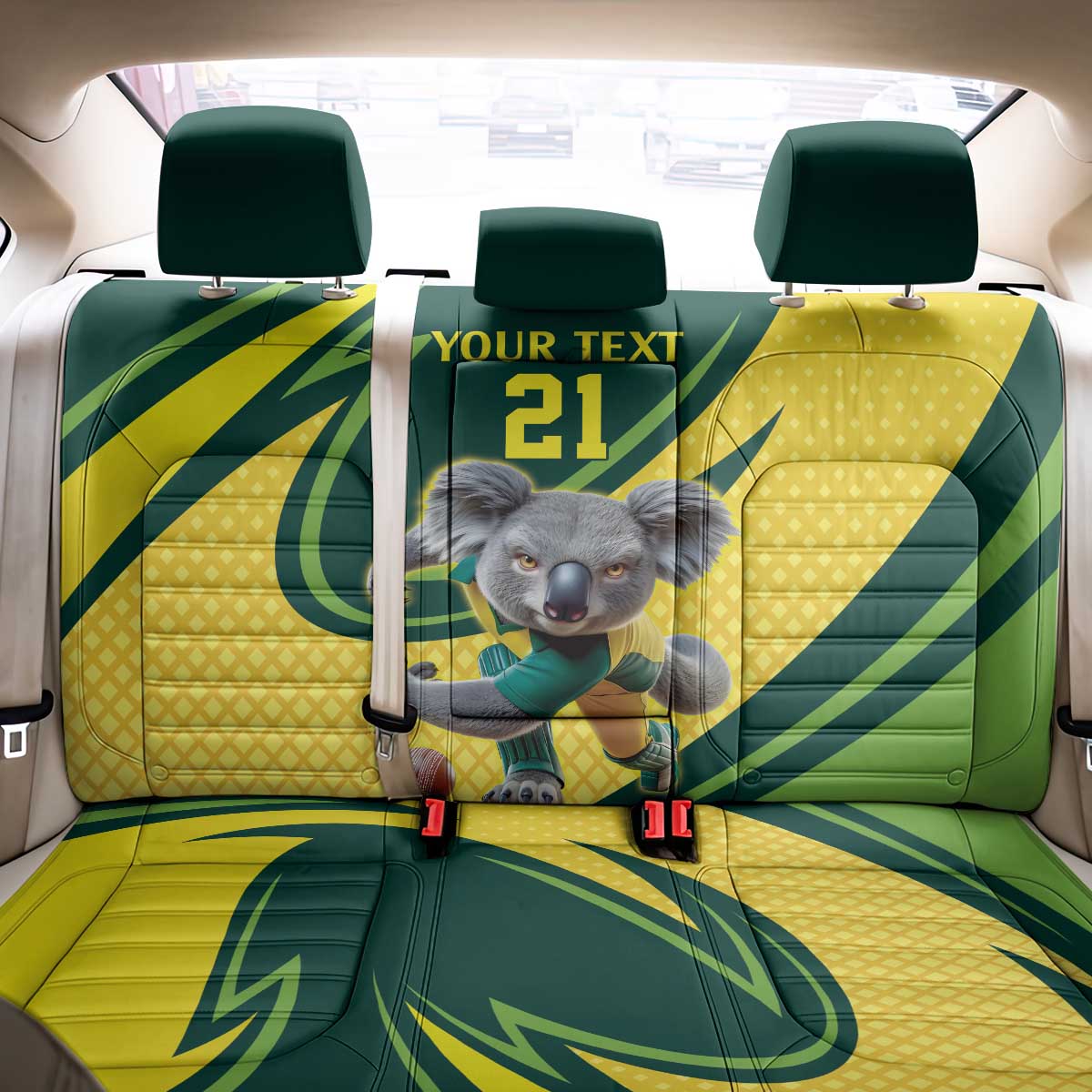 Australian Koala Bear Cricket Custom Back Car Seat Cover Aussie National Color