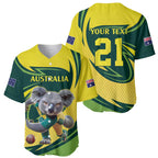 Australian Koala Bear Cricket Custom Baseball Jersey Aussie National Color