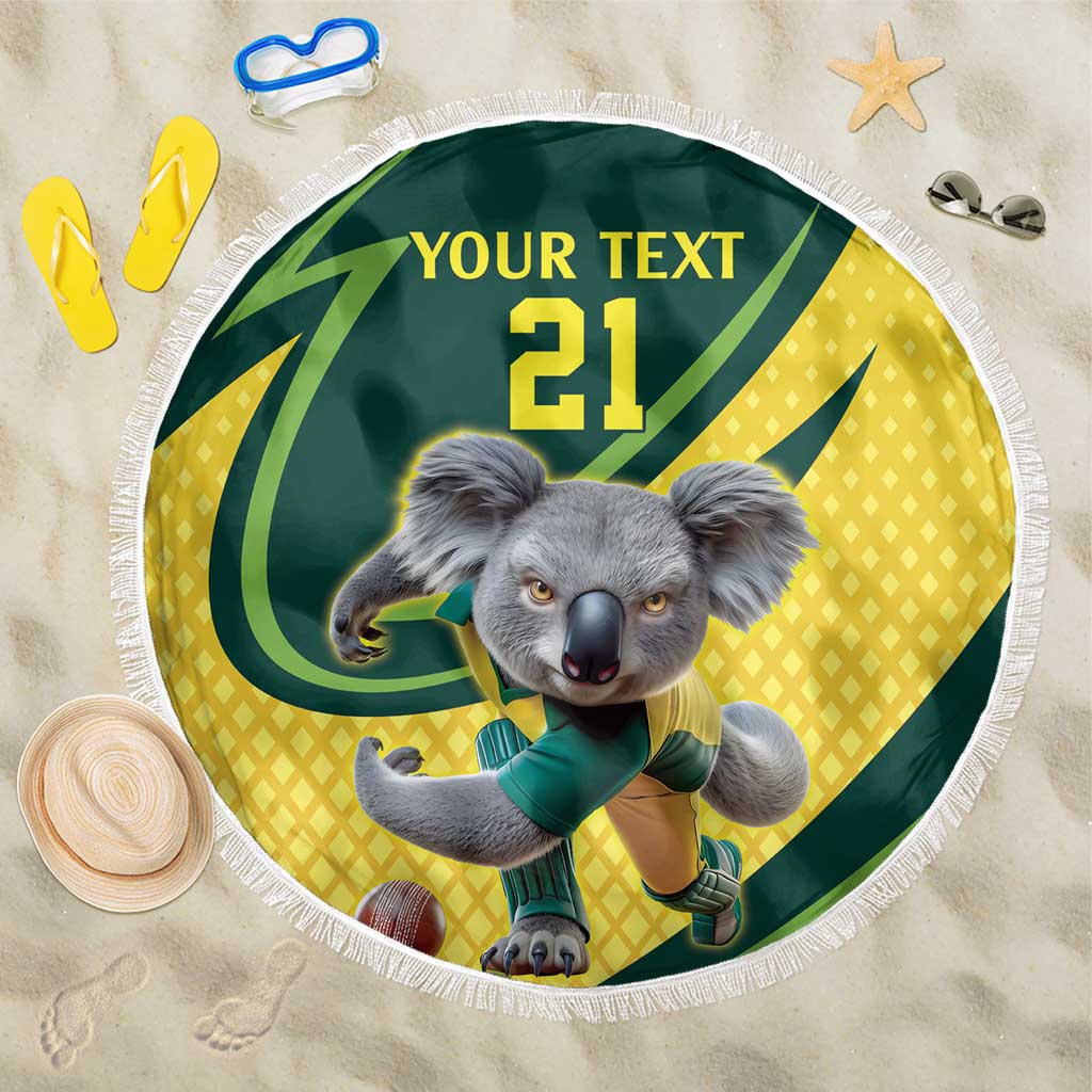 Australian Koala Bear Cricket Custom Beach Blanket Aussie National Color