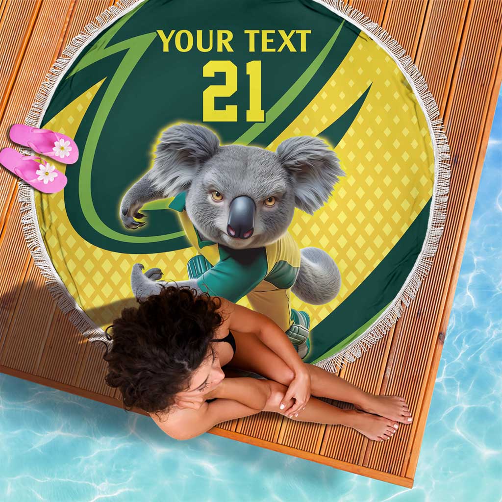 Australian Koala Bear Cricket Custom Beach Blanket Aussie National Color