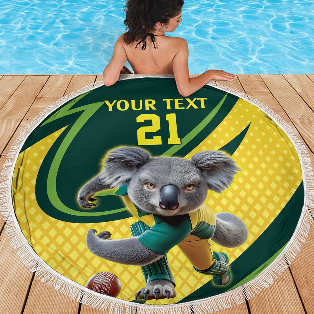 Australian Koala Bear Cricket Custom Beach Blanket Aussie National Color
