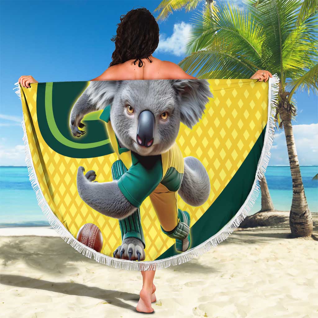 Australian Koala Bear Cricket Custom Beach Blanket Aussie National Color