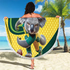 Australian Koala Bear Cricket Custom Beach Blanket Aussie National Color