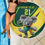 Australian Koala Bear Cricket Custom Beach Blanket Aussie National Color