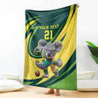 Australian Koala Bear Cricket Custom Blanket Aussie National Color