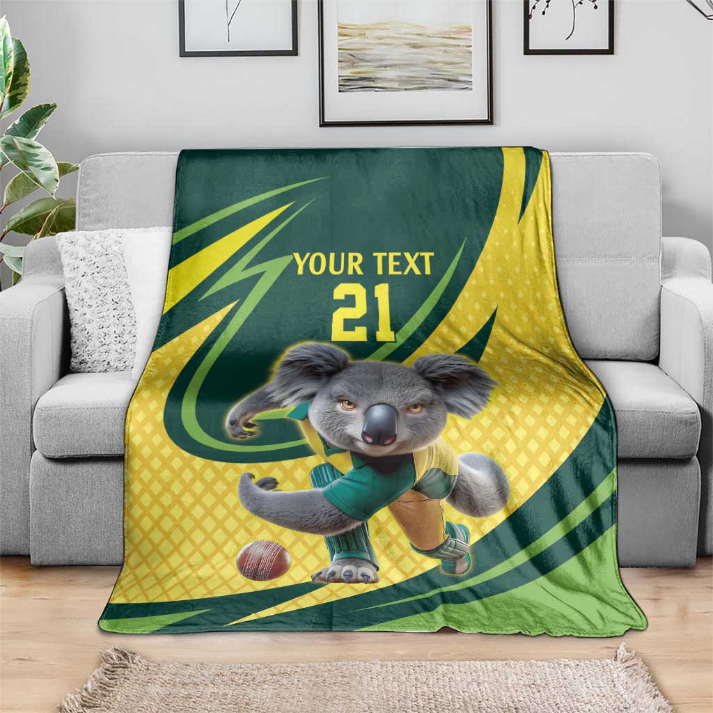 Australian Koala Bear Cricket Custom Blanket Aussie National Color