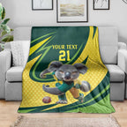 Australian Koala Bear Cricket Custom Blanket Aussie National Color