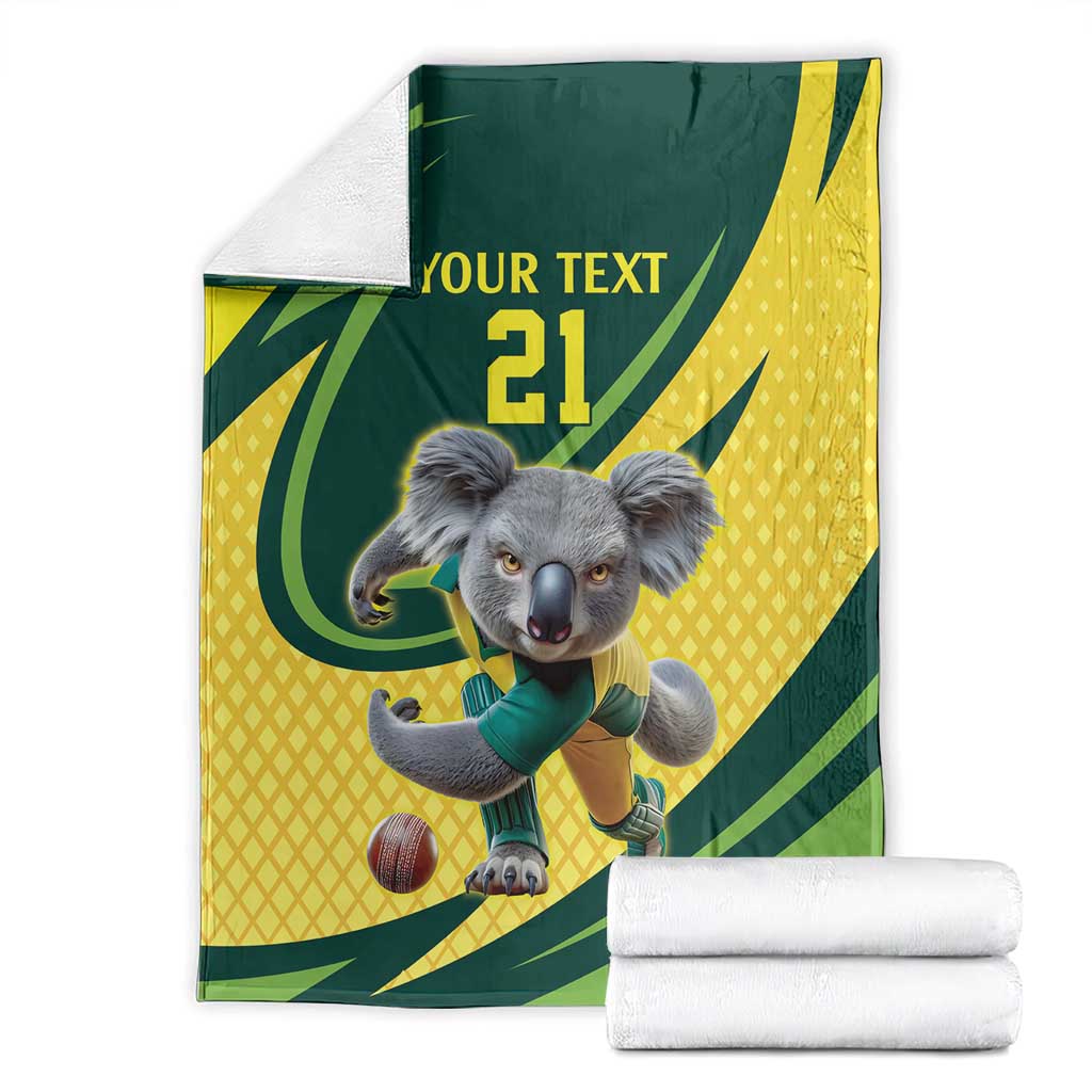 Australian Koala Bear Cricket Custom Blanket Aussie National Color
