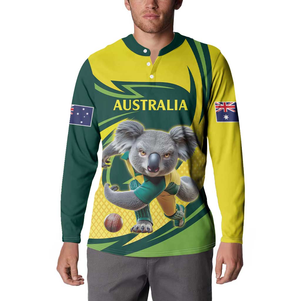 Australian Koala Bear Cricket Custom Button Sweatshirt Aussie National Color