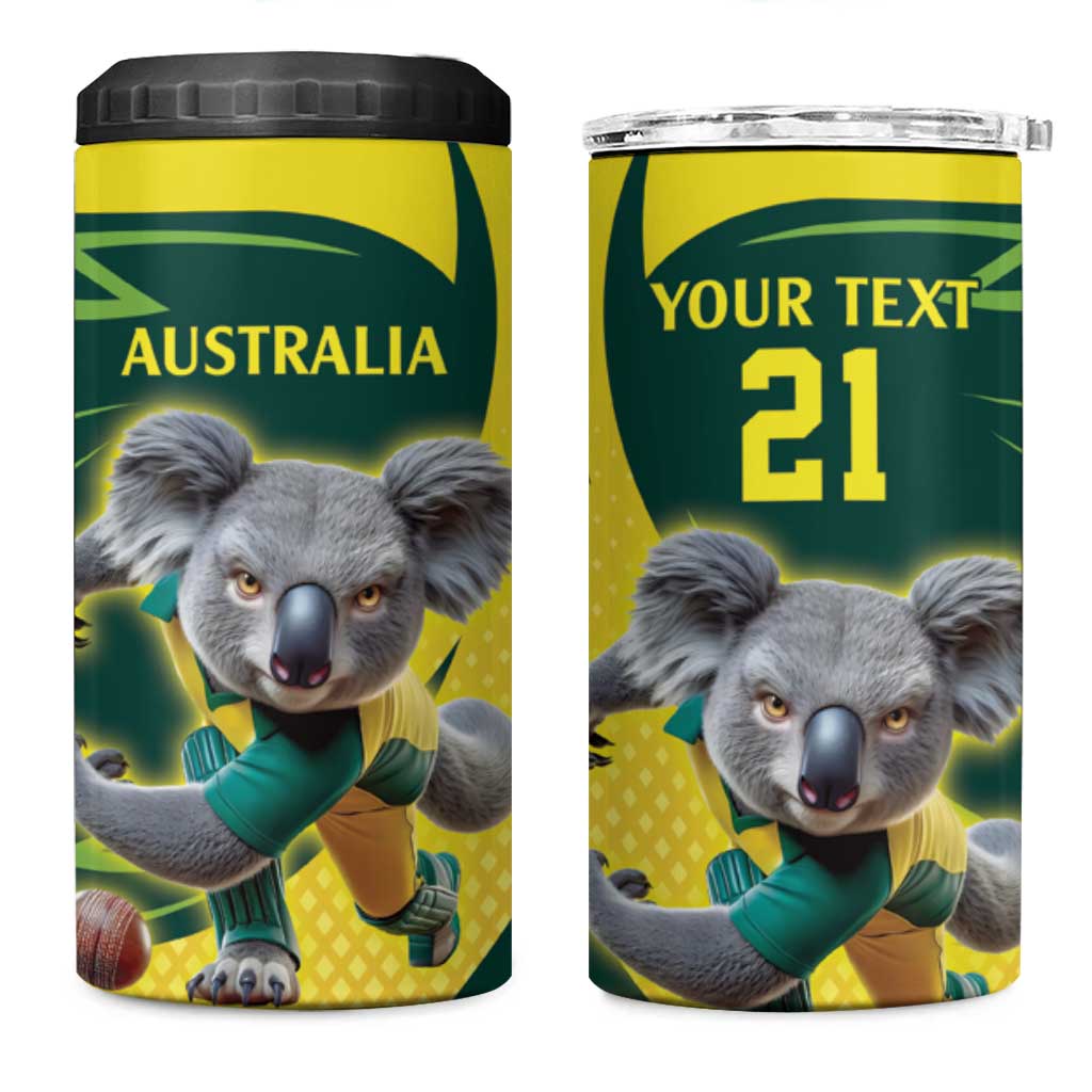 Australian Koala Bear Cricket Custom 4 in 1 Can Cooler Tumbler Aussie National Color
