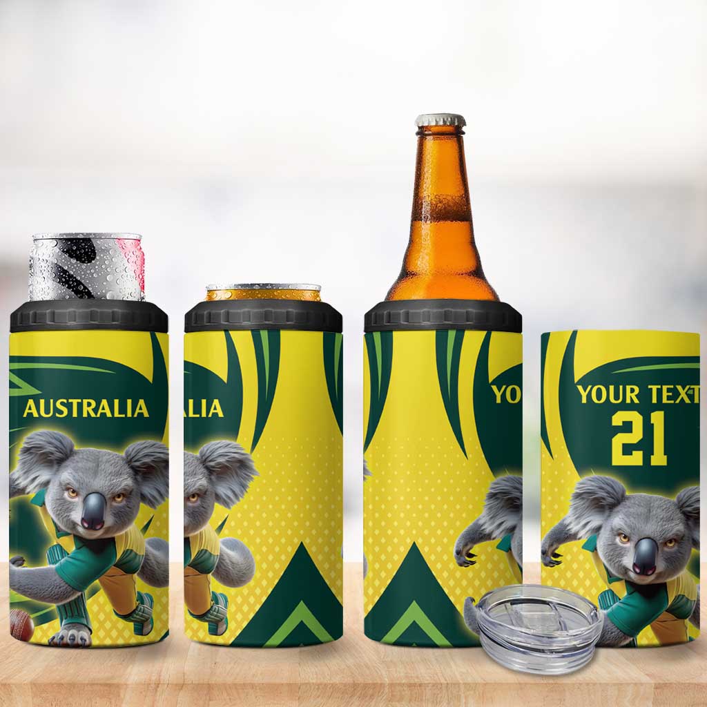 Australian Koala Bear Cricket Custom 4 in 1 Can Cooler Tumbler Aussie National Color
