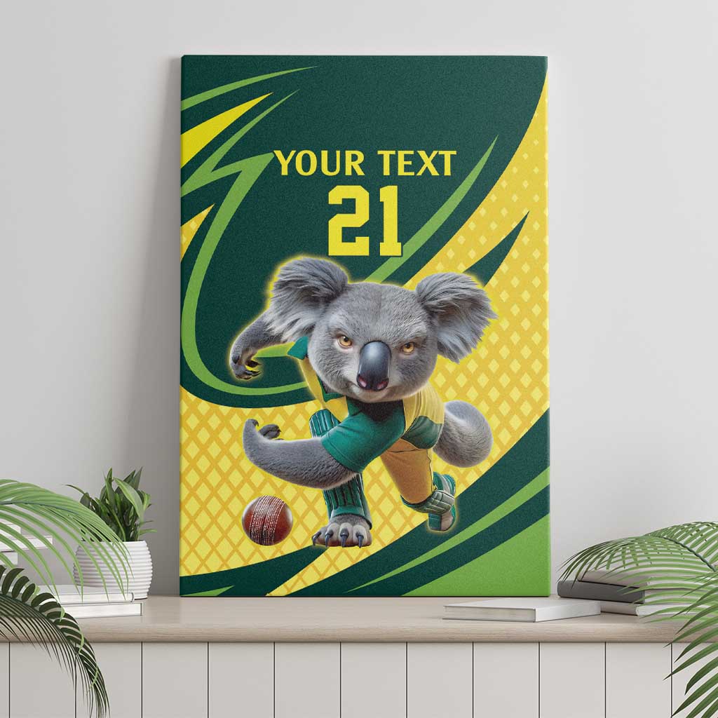Australian Koala Bear Cricket Custom Canvas Wall Art Aussie National Color