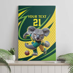 Australian Koala Bear Cricket Custom Canvas Wall Art Aussie National Color