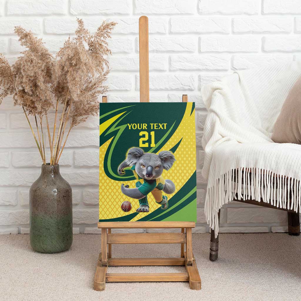Australian Koala Bear Cricket Custom Canvas Wall Art Aussie National Color