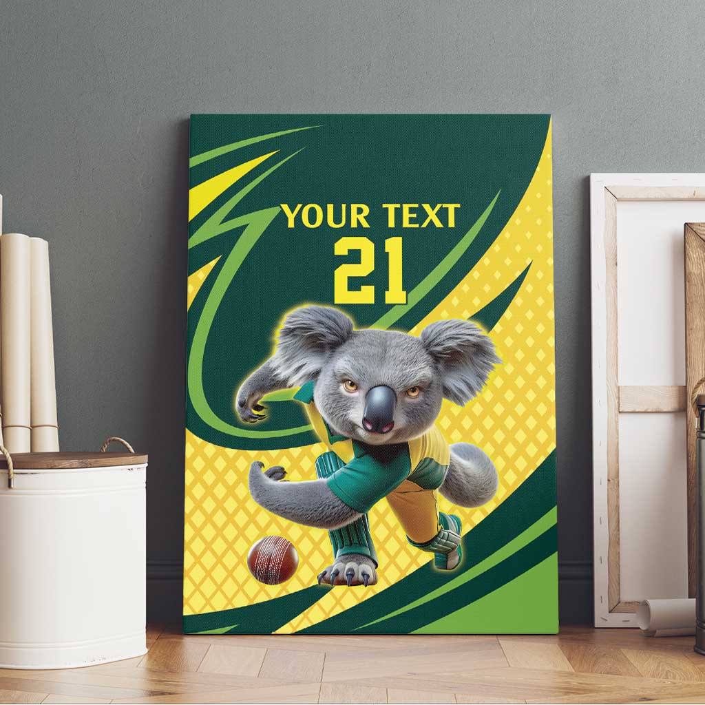 Australian Koala Bear Cricket Custom Canvas Wall Art Aussie National Color