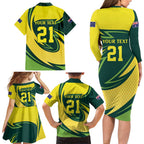Australian Koala Bear Cricket Custom Family Matching Long Sleeve Bodycon Dress and Hawaiian Shirt Aussie National Color