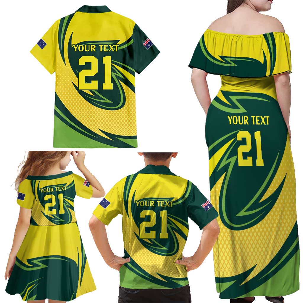 Australian Koala Bear Cricket Custom Family Matching Off Shoulder Maxi Dress and Hawaiian Shirt Aussie National Color