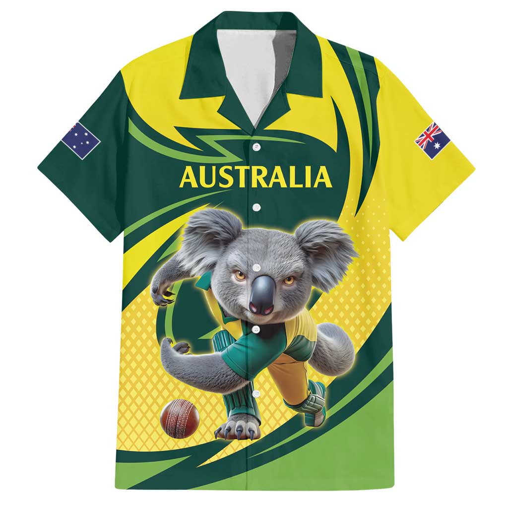 Australian Koala Bear Cricket Custom Family Matching Off Shoulder Maxi Dress and Hawaiian Shirt Aussie National Color