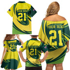 Australian Koala Bear Cricket Custom Family Matching Off Shoulder Short Dress and Hawaiian Shirt Aussie National Color
