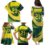 Australian Koala Bear Cricket Custom Family Matching Puletasi and Hawaiian Shirt Aussie National Color