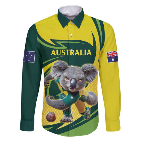 Australian Koala Bear Cricket Custom Family Matching Puletasi and Hawaiian Shirt Aussie National Color