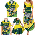 Australian Koala Bear Cricket Custom Family Matching Summer Maxi Dress and Hawaiian Shirt Aussie National Color