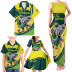 Australian Koala Bear Cricket Custom Family Matching Tank Maxi Dress and Hawaiian Shirt Aussie National Color