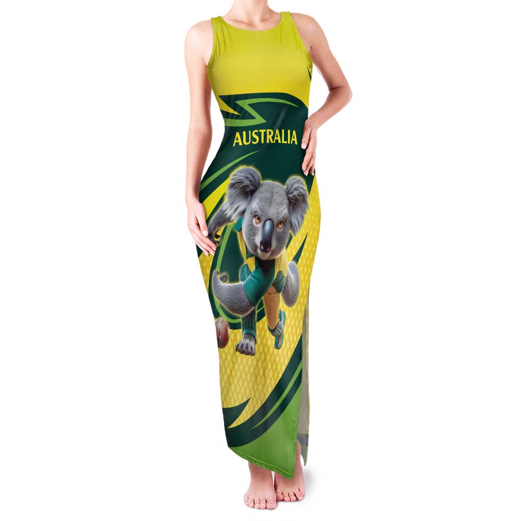 Australian Koala Bear Cricket Custom Family Matching Tank Maxi Dress and Hawaiian Shirt Aussie National Color