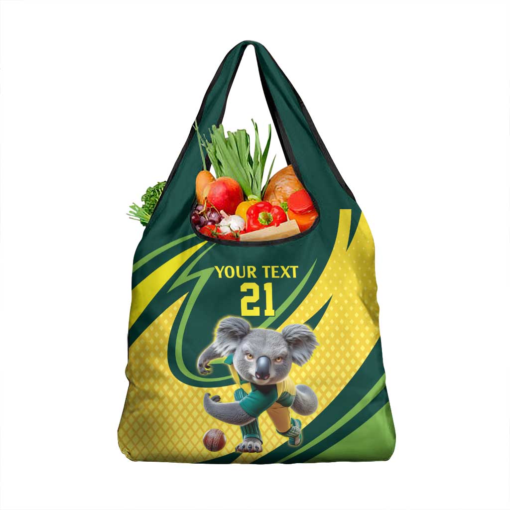 Australian Koala Bear Cricket Custom Grocery Bag Aussie National Color