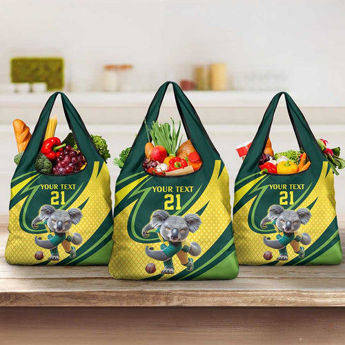 Australian Koala Bear Cricket Custom Grocery Bag Aussie National Color