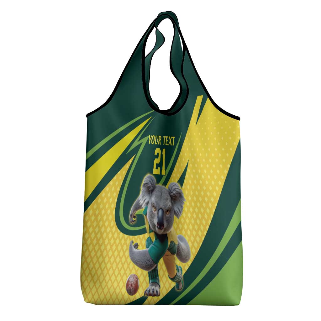 Australian Koala Bear Cricket Custom Grocery Bag Aussie National Color