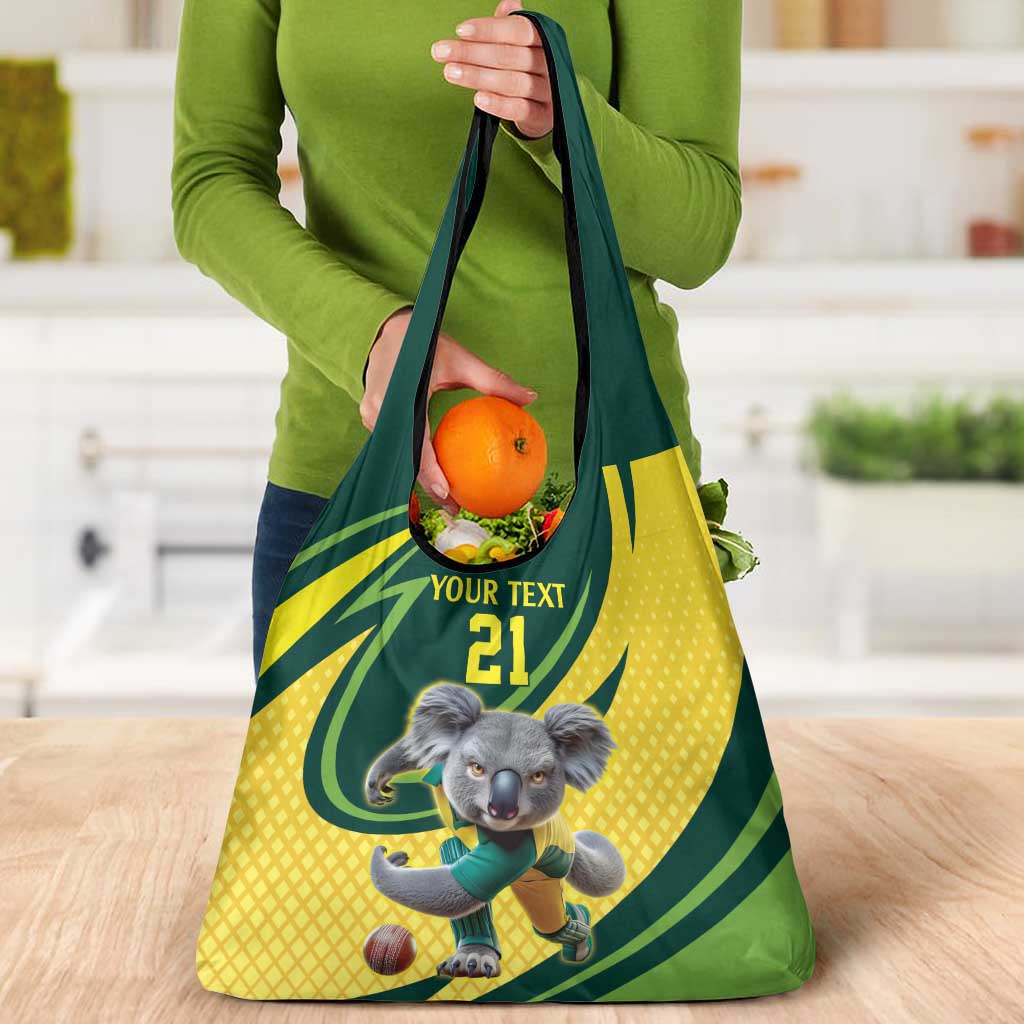 Australian Koala Bear Cricket Custom Grocery Bag Aussie National Color