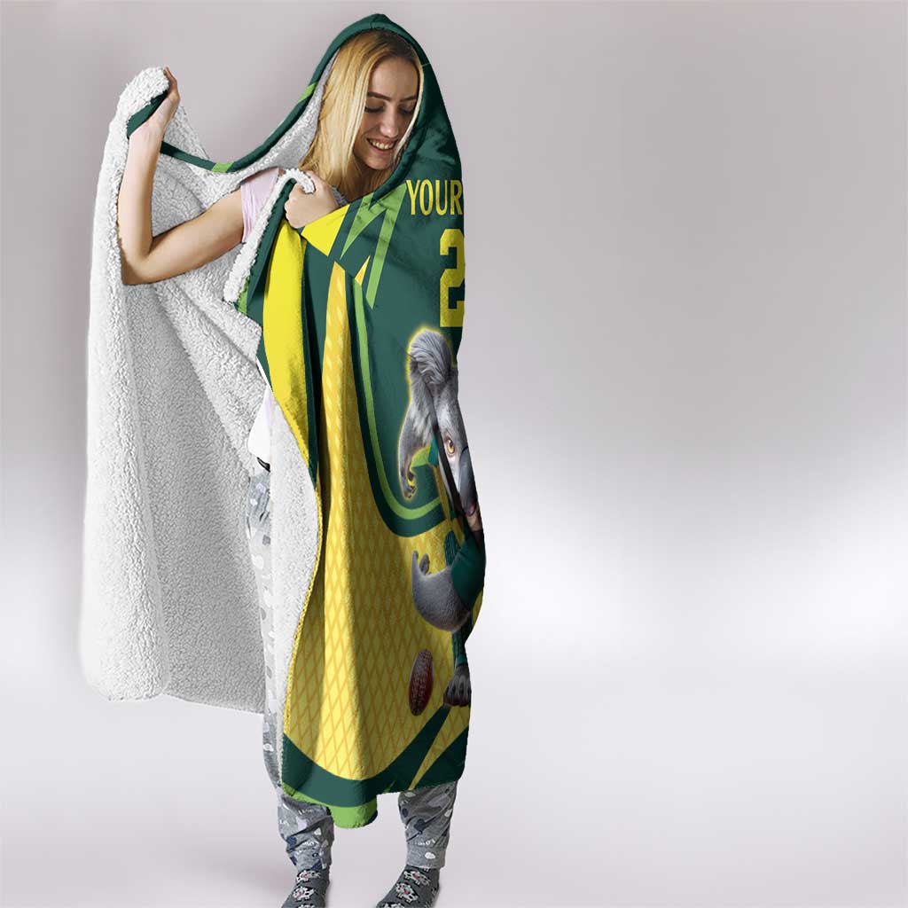 Australian Koala Bear Cricket Custom Hooded Blanket Aussie National Color