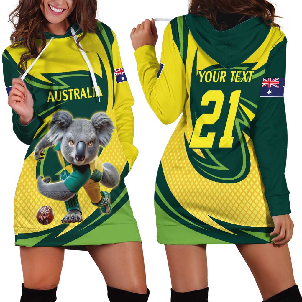 Australian Koala Bear Cricket Custom Hoodie Dress Aussie National Color
