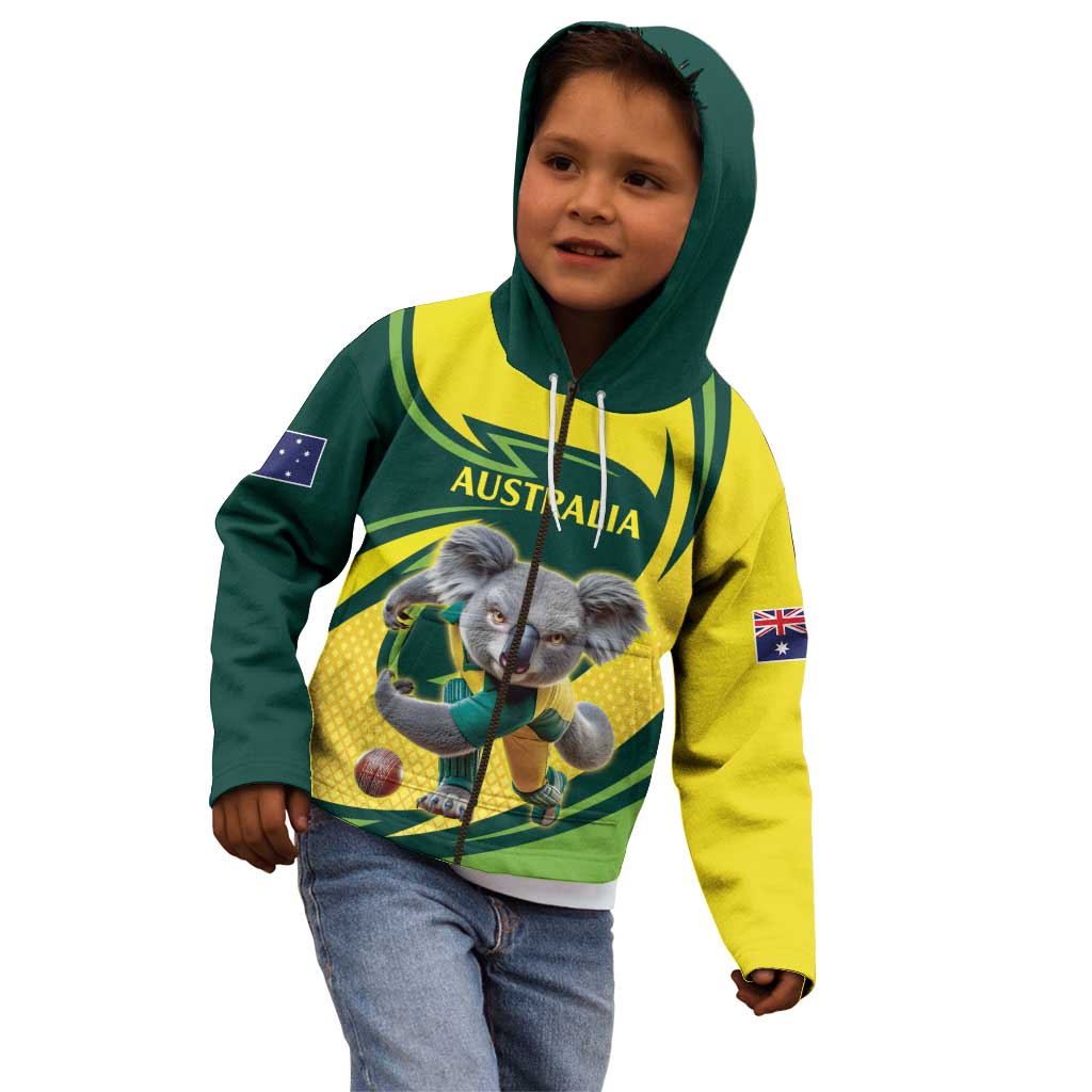 Australian Koala Bear Cricket Custom Kid Hoodie Aussie National Color
