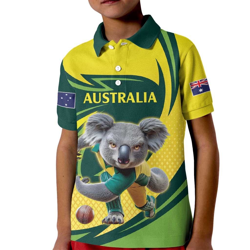 Australian Koala Bear Cricket Custom Kid Polo Shirt Aussie National Color