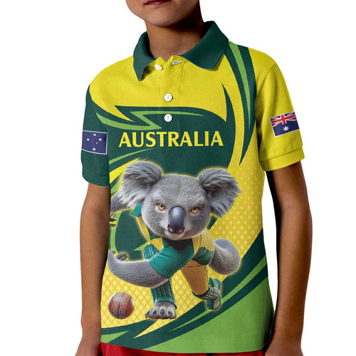 Australian Koala Bear Cricket Custom Kid Polo Shirt Aussie National Color