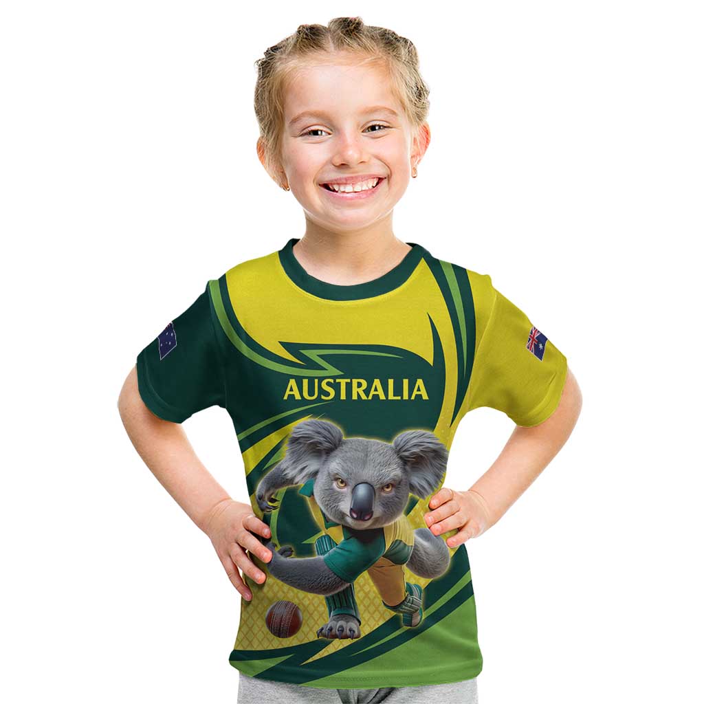 Australian Koala Bear Cricket Custom Kid T Shirt Aussie National Color