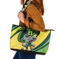 Australian Koala Bear Cricket Custom Leather Tote Bag Aussie National Color