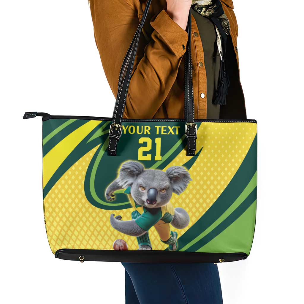 Australian Koala Bear Cricket Custom Leather Tote Bag Aussie National Color