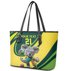 Australian Koala Bear Cricket Custom Leather Tote Bag Aussie National Color